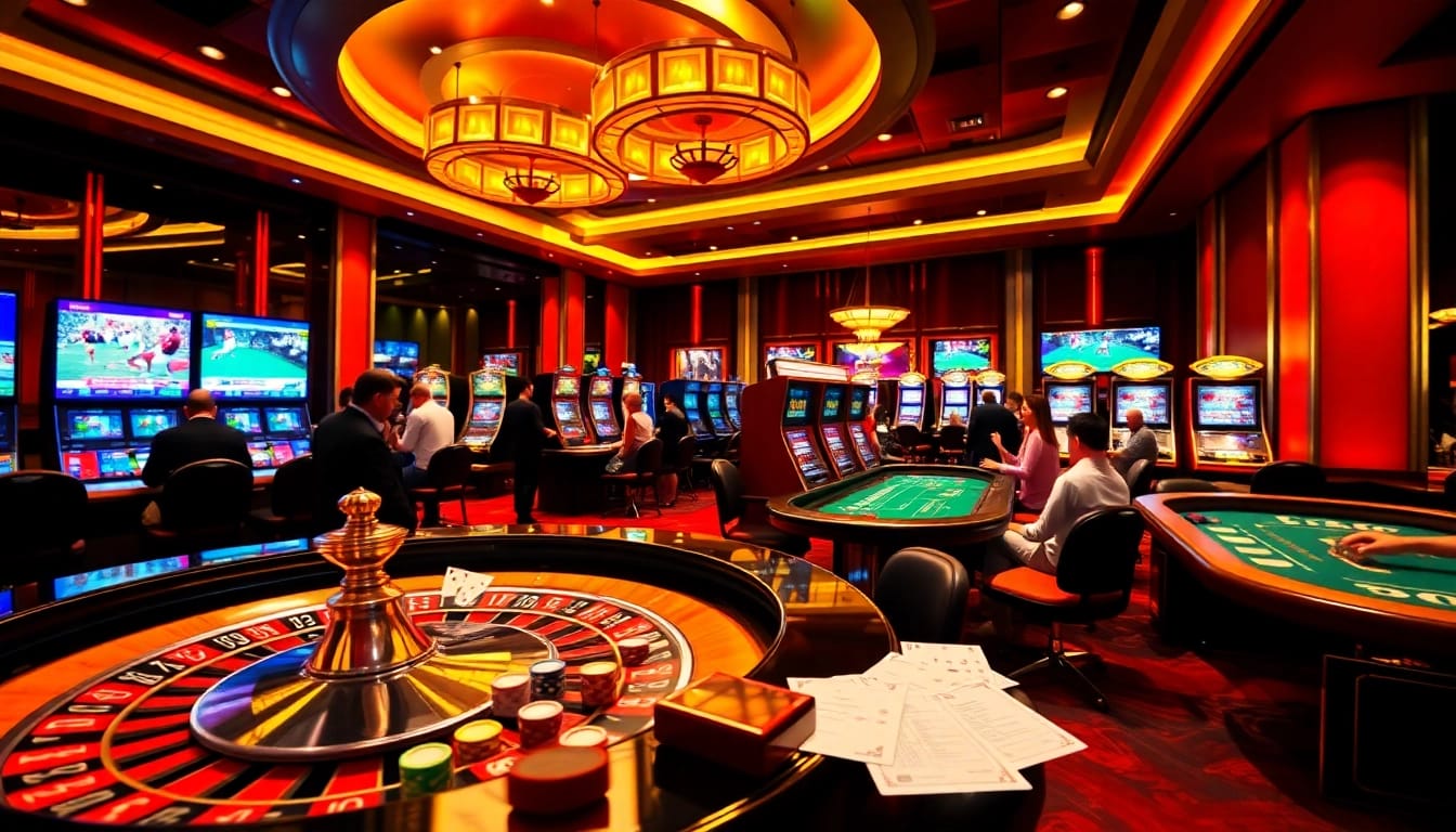 Engaging in thrilling games at trang chủ zbet casino, featuring roulette, slots, and poker chips.