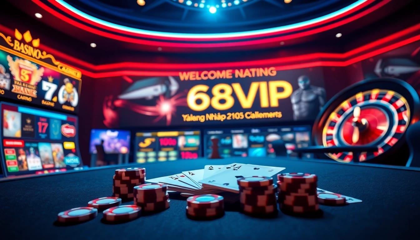 Exciting online gambling scene featuring Đăng Nhập Nhà Cái 68VIP showcasing vibrant casino games.