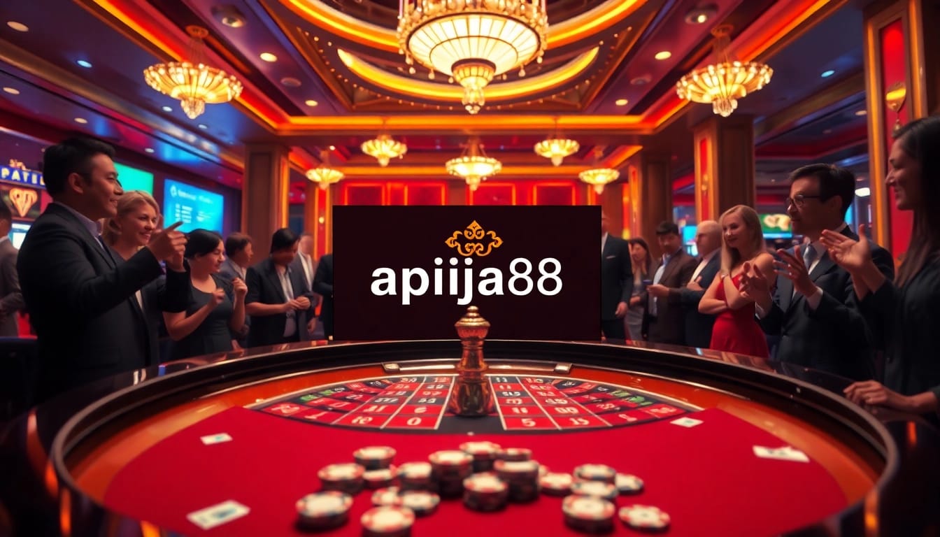 Experience high-stakes excitement with apiraja88 at a lavish casino roulette table.