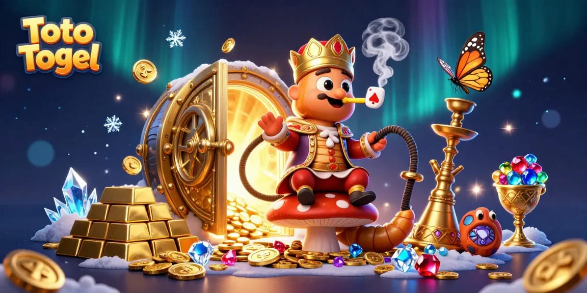 Menangkan Toto Togel dengan ilustrasi 3D kasino penuh warna dan harta karun yang menarik.
