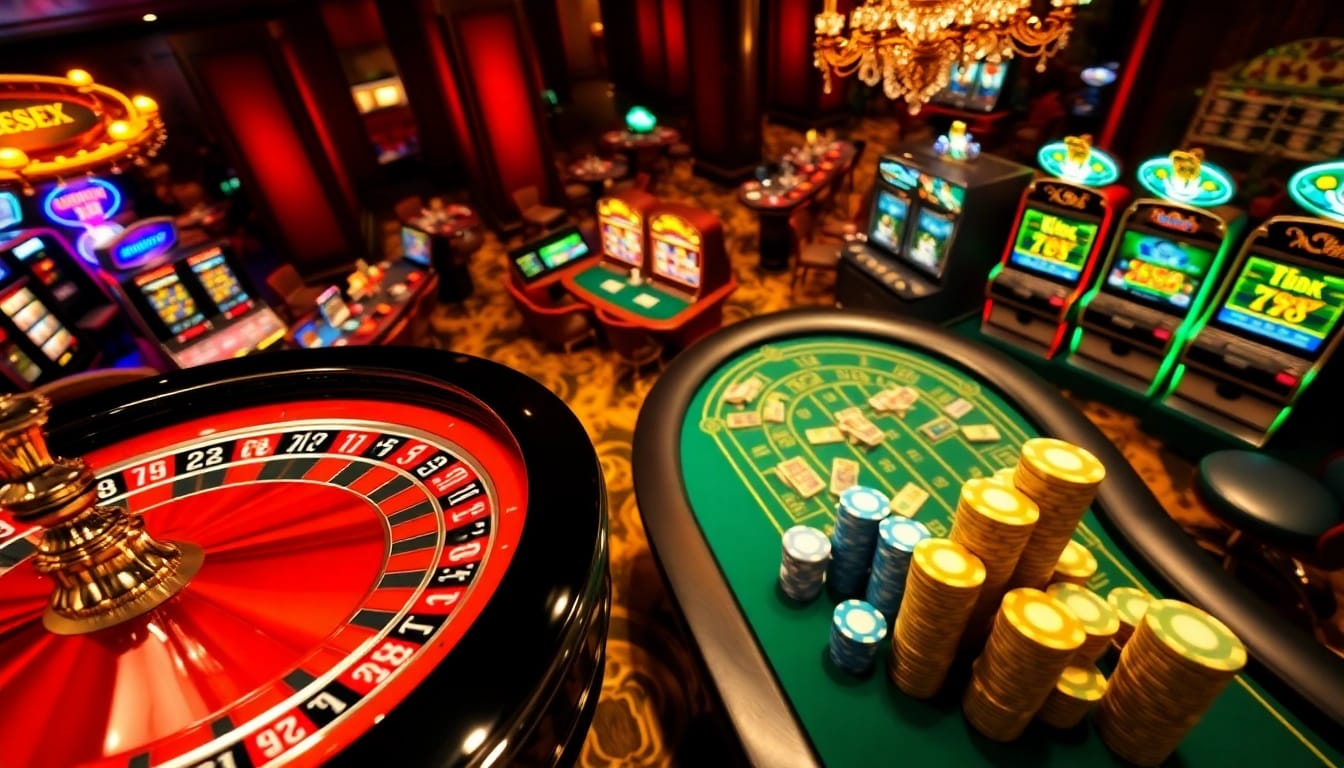 Engage in thrilling games at https://hz88.forum/ showcasing lively casino excitement with vibrant tables and slot machines.