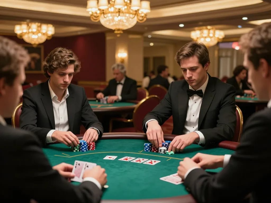 Experience an exciting poker game at CM88 with players enjoying high-stakes action in a luxury casino setting.