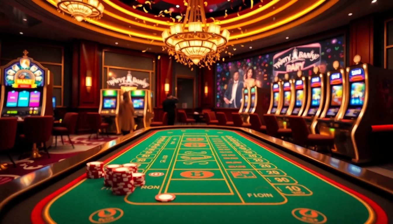 Exciting gambling action showcasing trang chu 789win with elegant casino tables and vibrant slot machines.