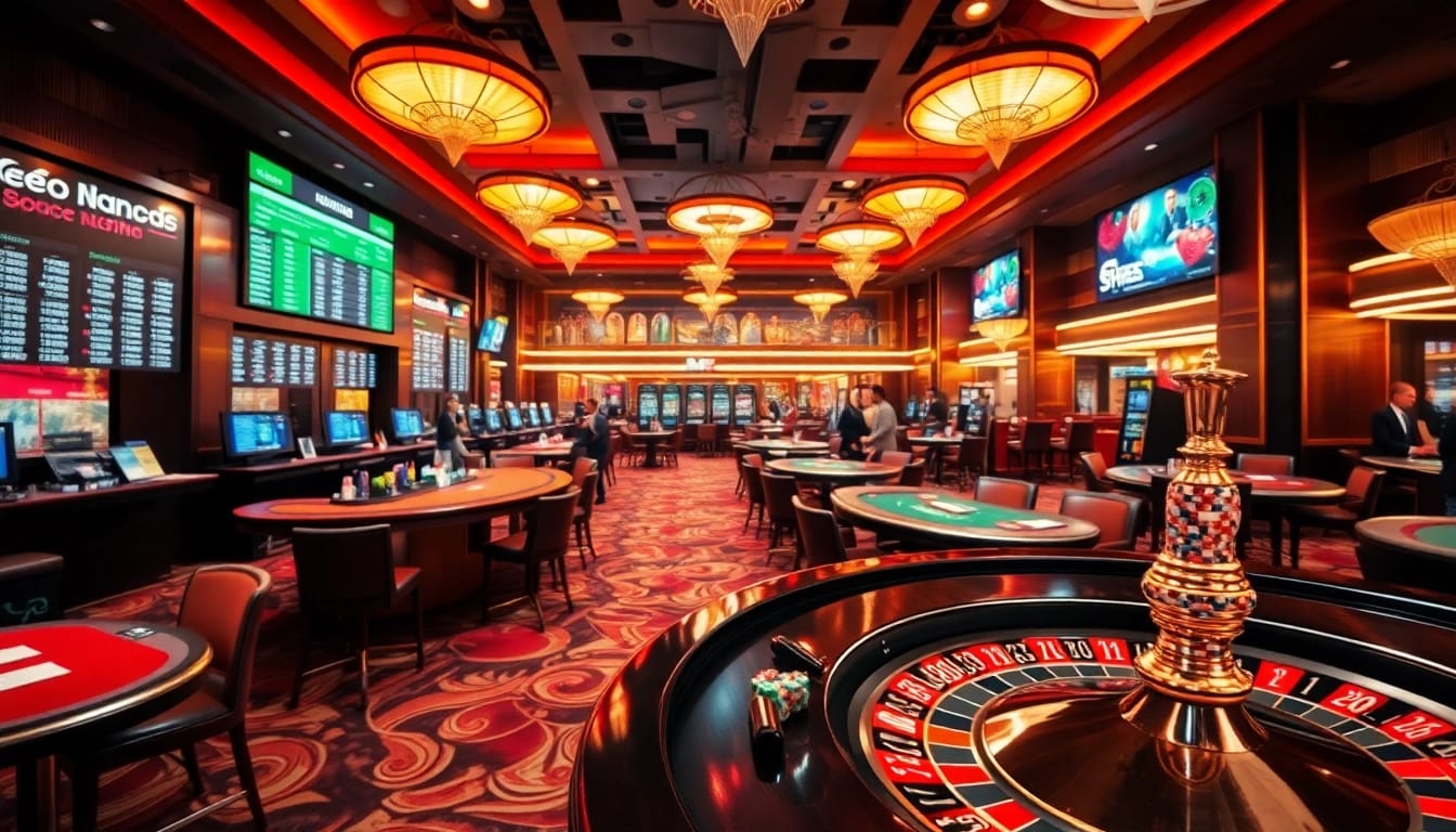 Kèo nhà cái display in a luxurious casino setting with vibrant betting action