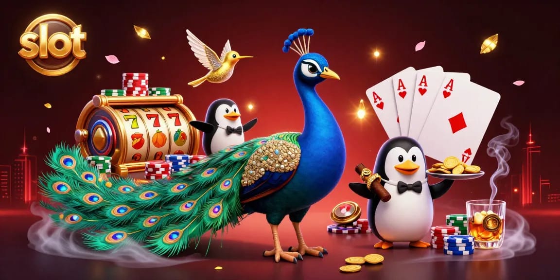 Experience vibrant slot action with colorful reels and charming characters in this dynamic casino scene.