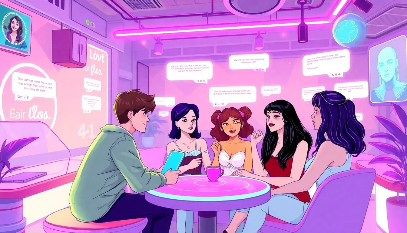 Engaging interaction in a cozy AI sexting environment, showcasing virtual characters and playful dialogues.