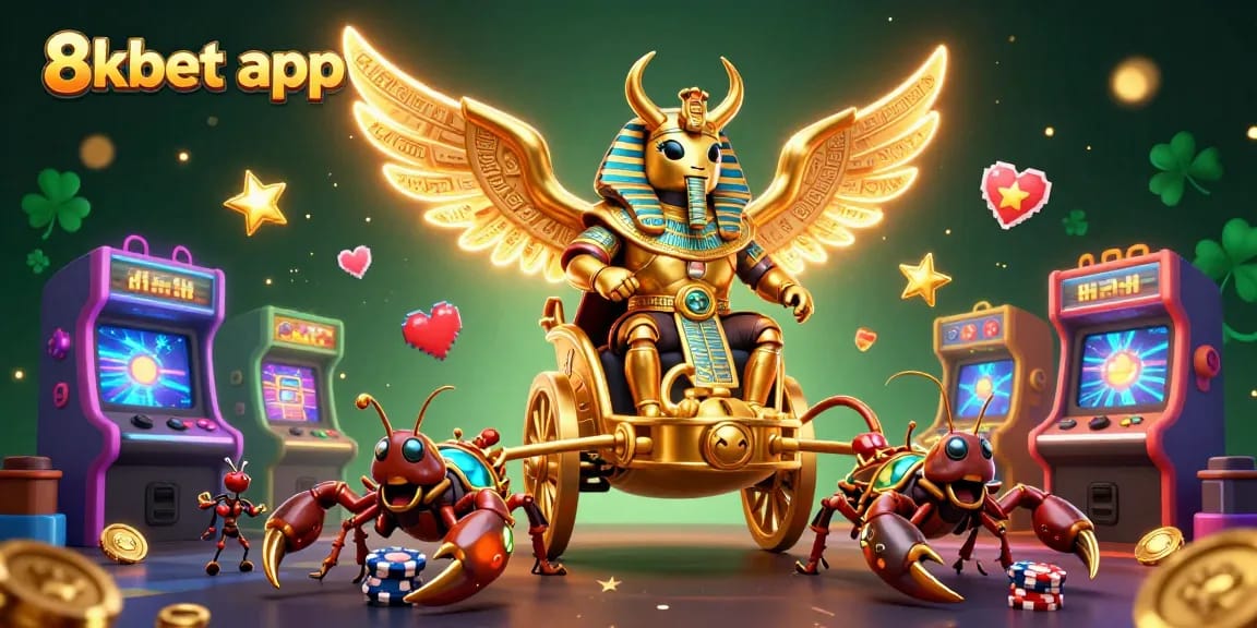 Experience winning strategies with the 8xbet app in this vibrant 3D gambling scene.