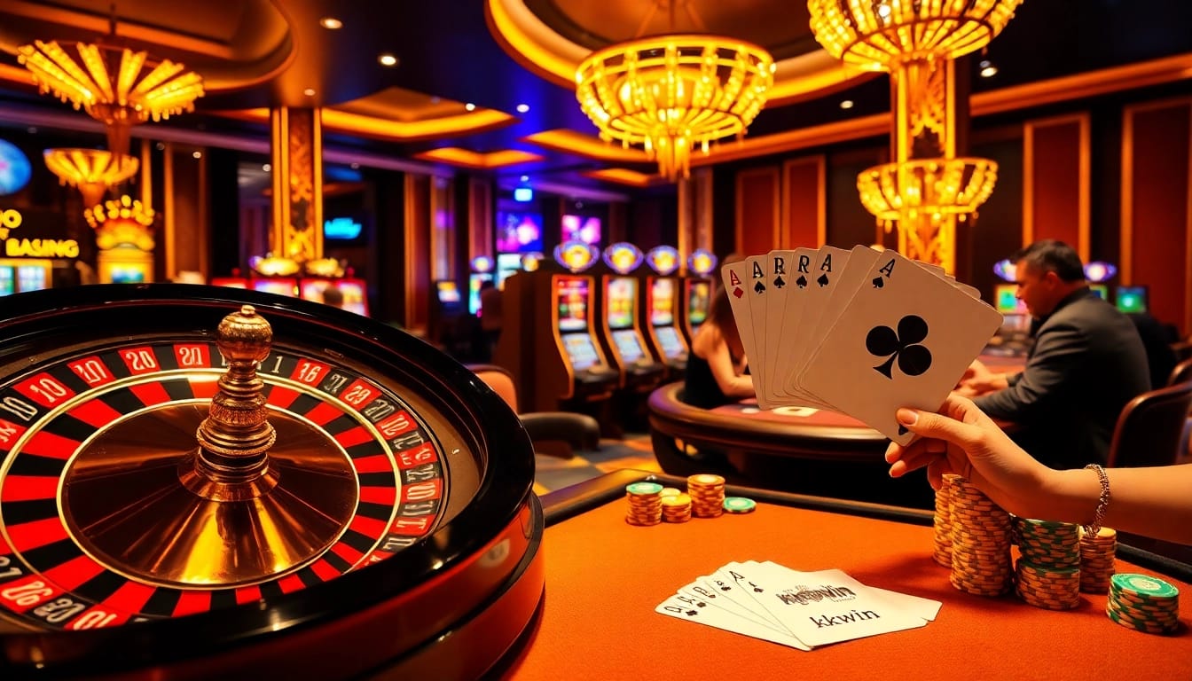 Experience the thrill of kkwin with vibrant poker chips and a luxury casino atmosphere.