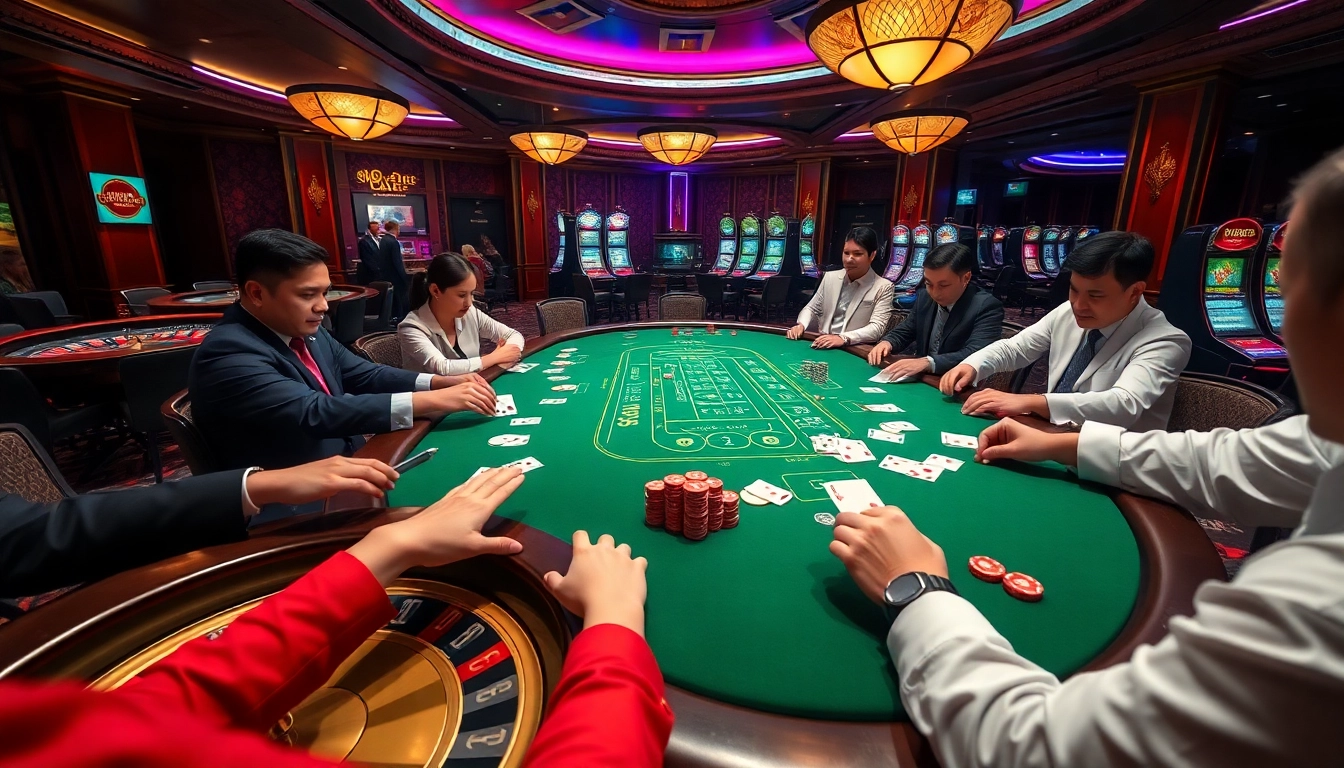 Betting excitement at Nhà cái 88xx's luxurious casino table with players and high-stakes cards.