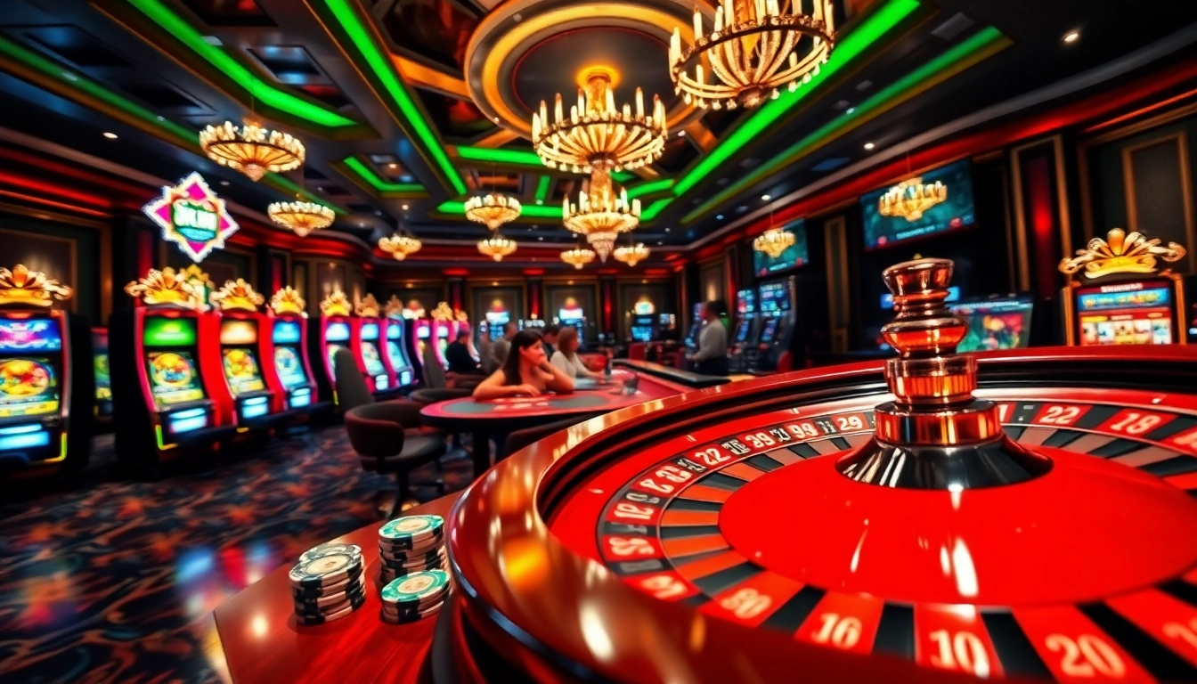 Experience the thrill of the okwin casino with vibrant gaming tables and lively players.