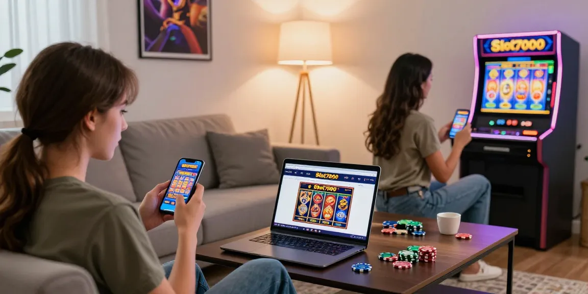 Engaging users playing Slot7000 on smartphones in a cozy living room.
