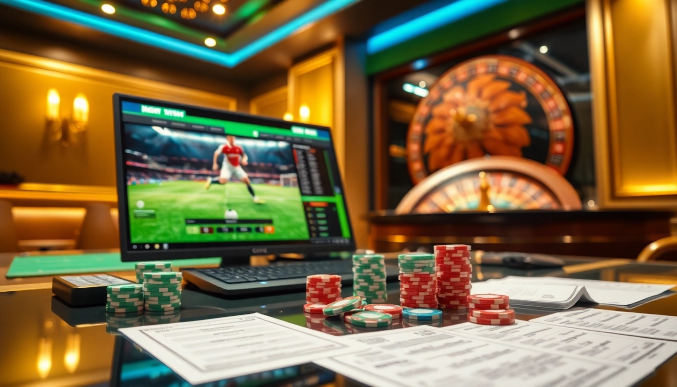 Visual representation of สมัครแทงบอล with vibrant betting slips and a sleek interface showcasing sports betting.