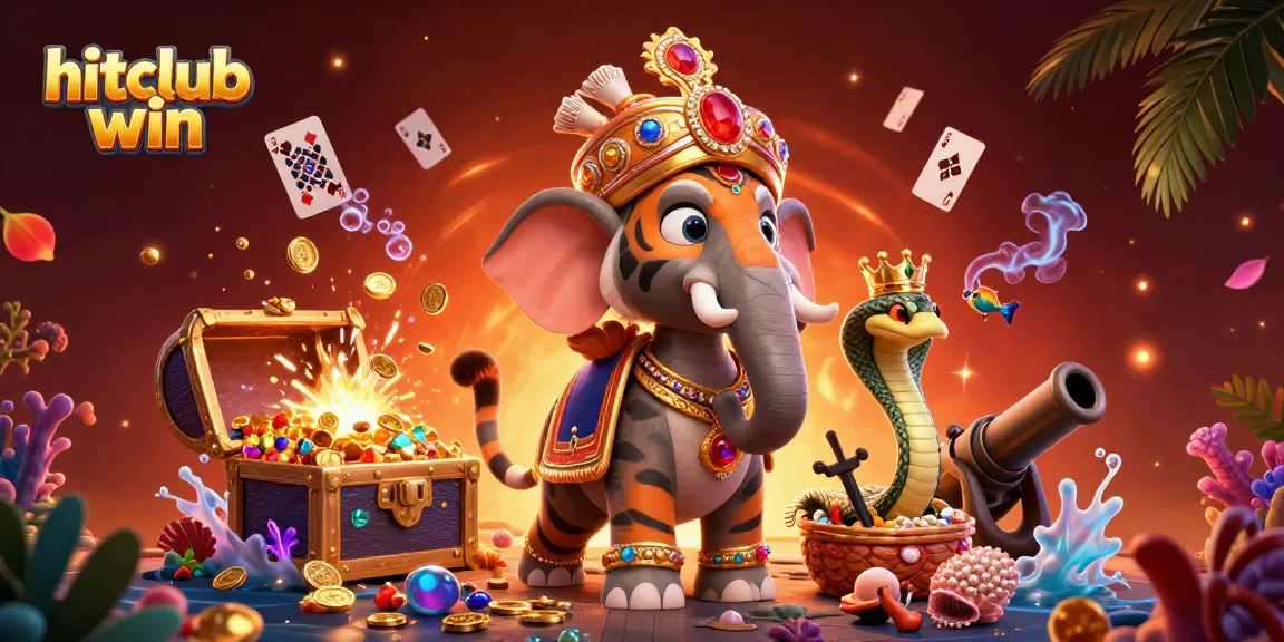 Experience hitclub win with vibrant 3D casino-themed digital illustration featuring exotic characters and elements.