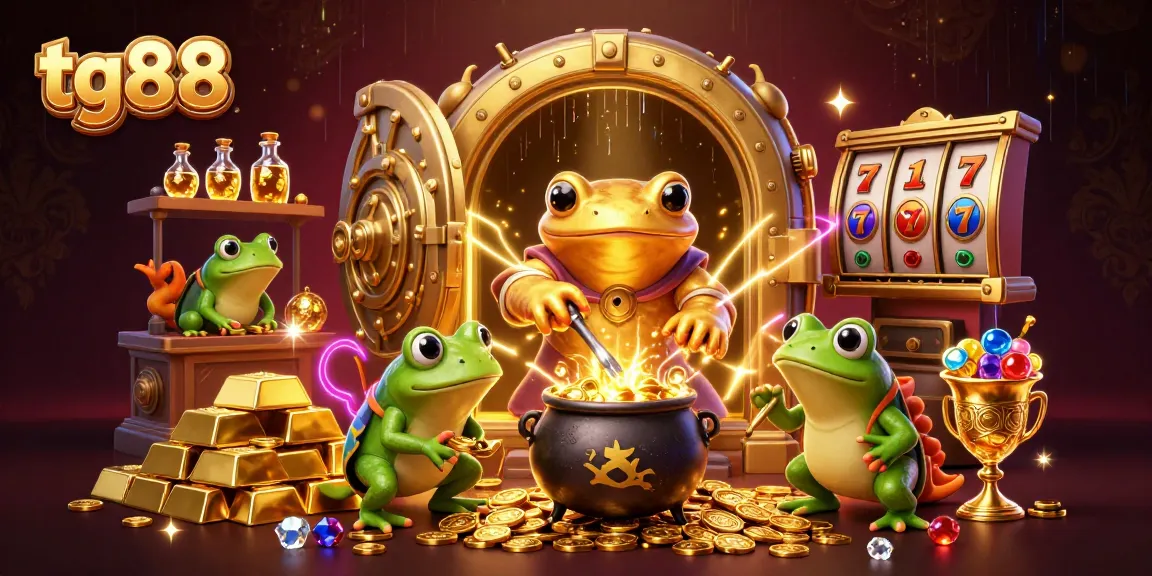 Experience thrilling gameplay at tg88, featuring slot reels with sparkling coins and vibrant graphics.