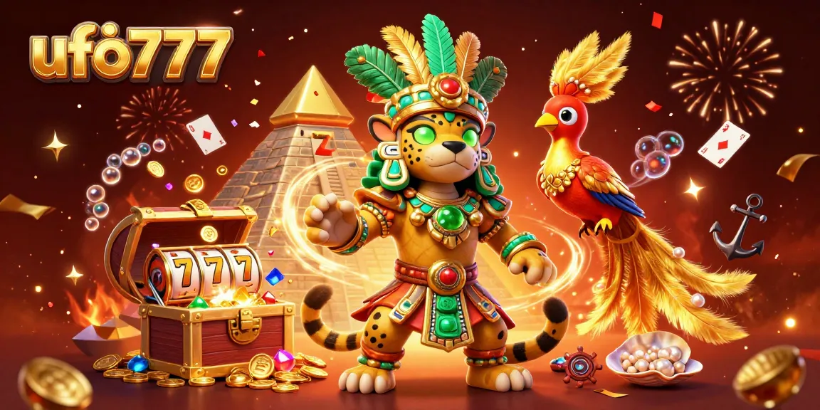Engage with ufo777 by spinning slot reels surrounded by vibrant treasure and characters!