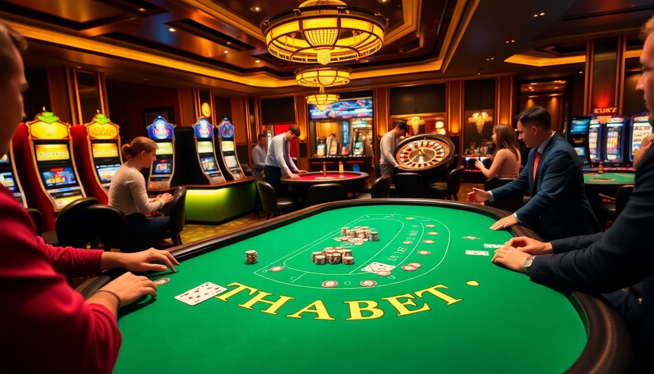 THABET gaming table bustling with excitement as players engage in thrilling bets.