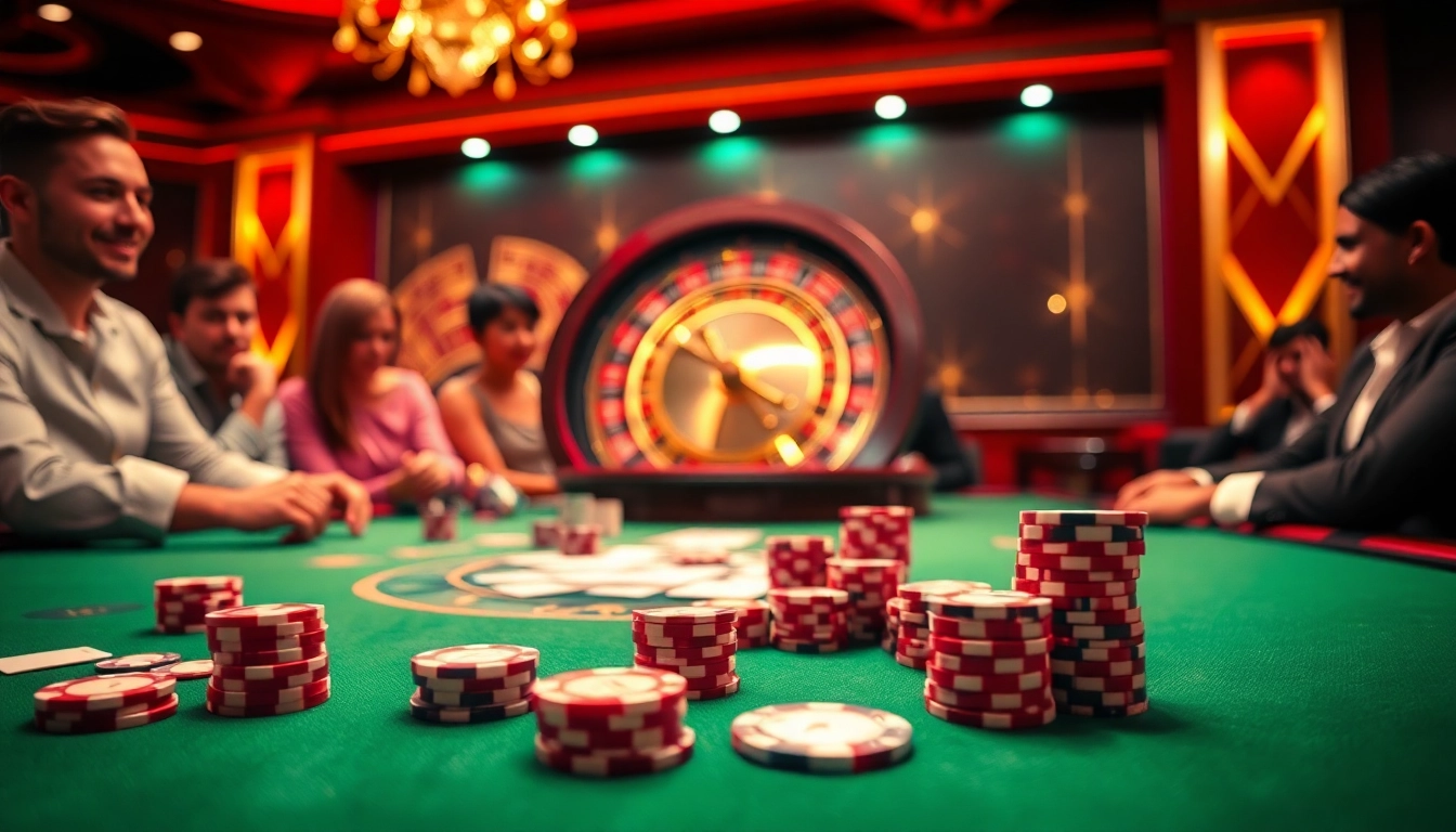 Players engaging in high-stakes poker at the luxurious VJ88 casino table.