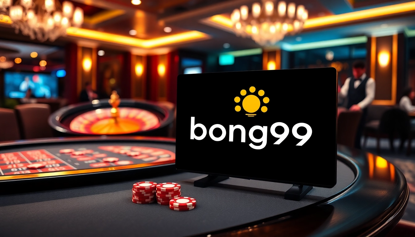 Engaging gameplay at bong99 with vibrant poker chips and a roulette wheel.