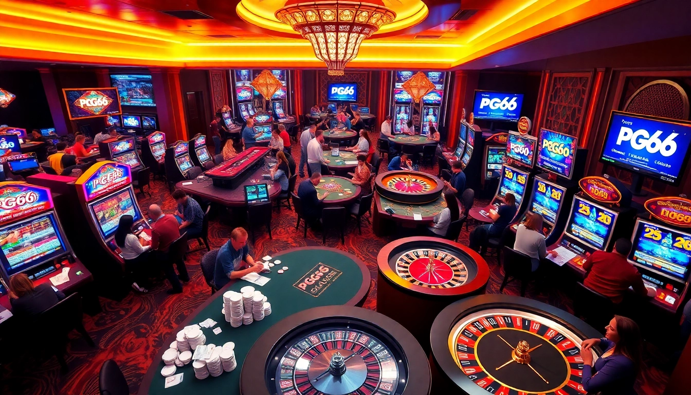 Players enjoying a thrilling gaming experience at PG66 casino slots and tables.