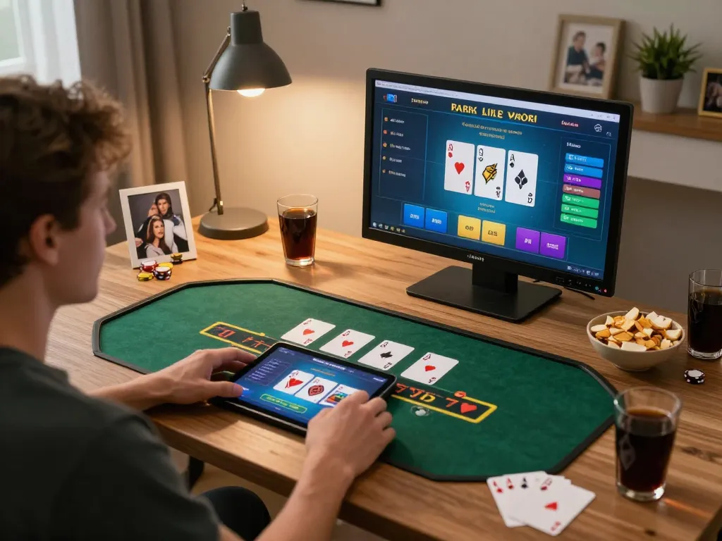 Engaging live dealer blackjack on trang chủ 5679 with a cozy home atmosphere, showing focus and strategy.