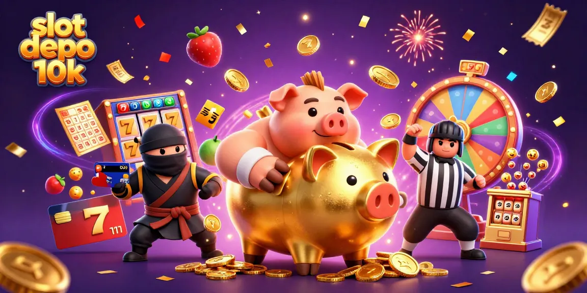 Experience thrilling action with slot depo 10k in this vibrant 3D gaming illustration.