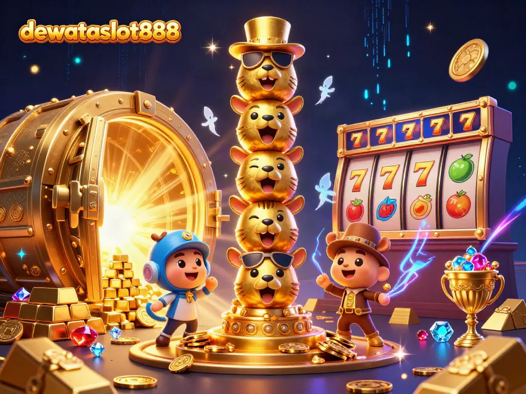 Menangkan jackpot di dewataslot888 dengan mesin slot berkilauan penuh harta karun dan efek cahaya magis