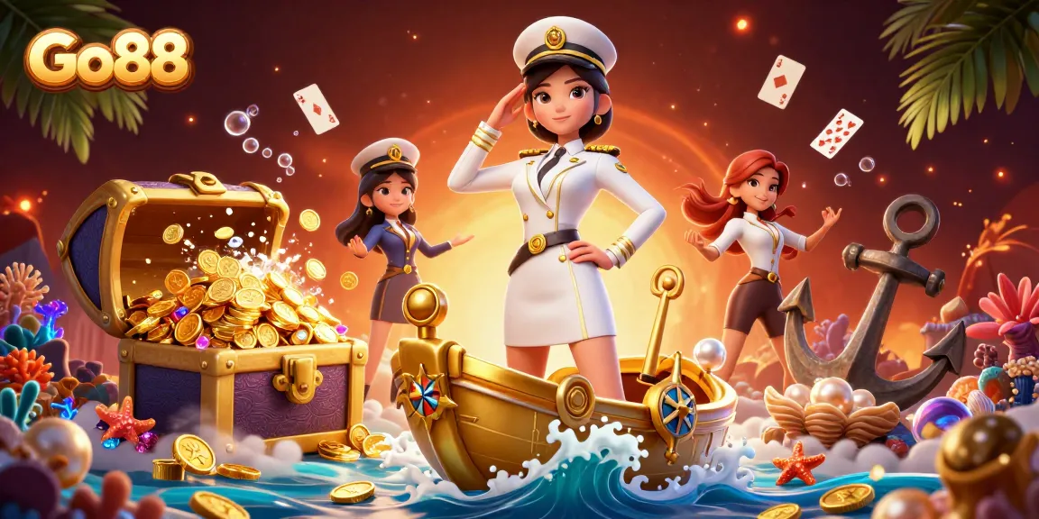 Experience thrilling gameplay with Go88's vibrant casino scene featuring golden coins and dynamic characters