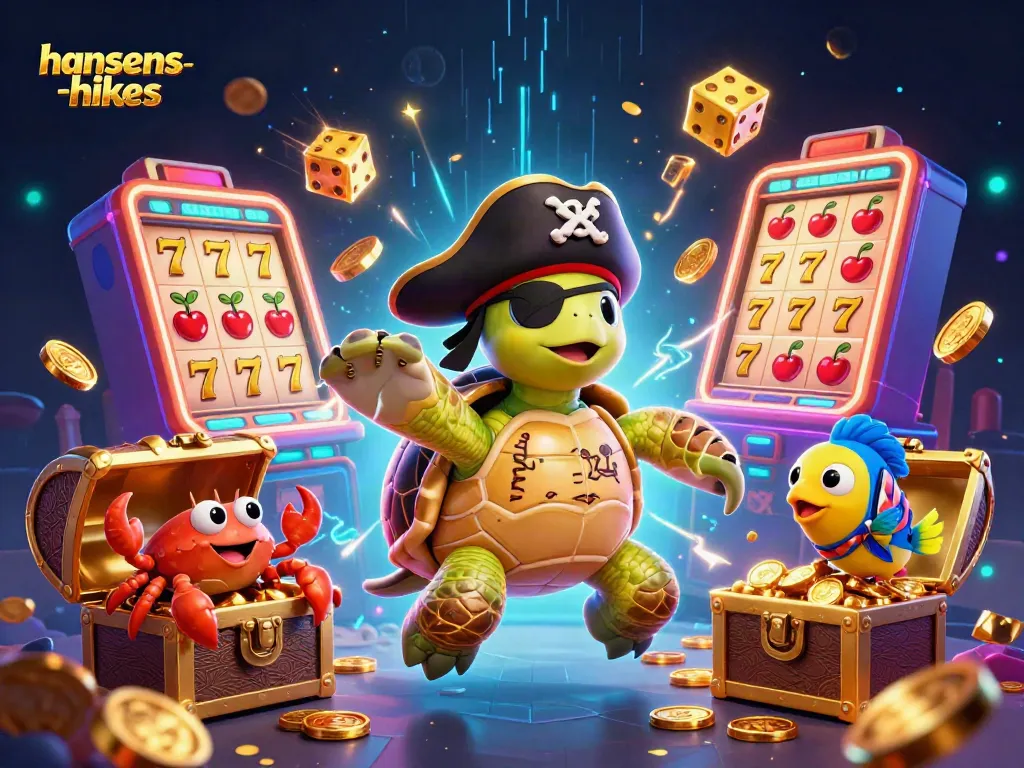 Hansens-hikes menghadirkan aksi slot online dengan karakter kura-kura bajak laut dan simbol jackpot berkilauan.