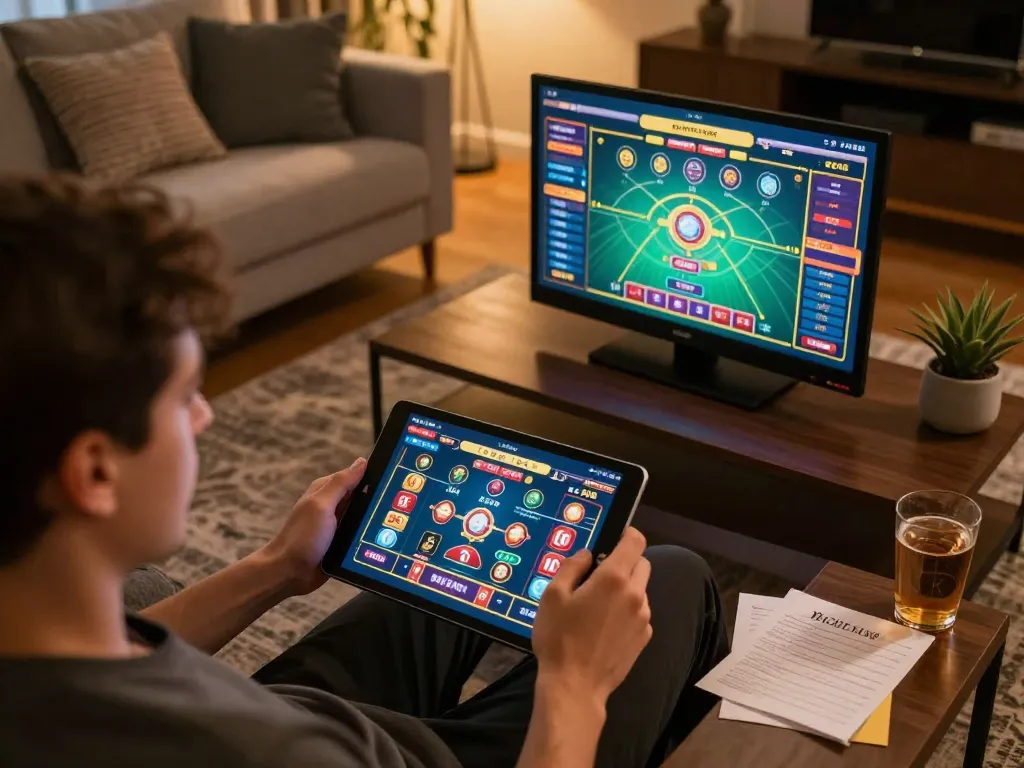 Experience thrilling gameplay at SC88 on a tablet in a cozy home environment, capturing the excitement