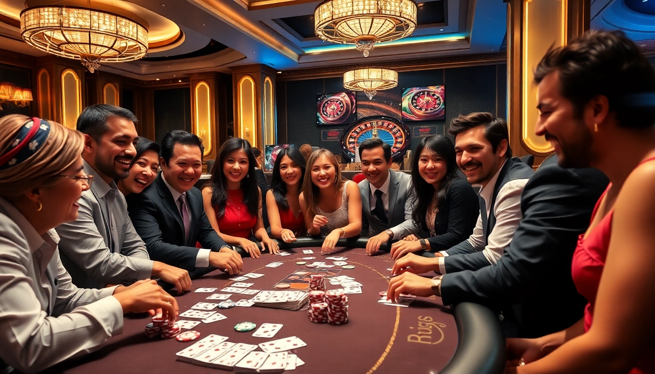 Pahala4d players enjoy an exciting poker game at a luxurious casino table.