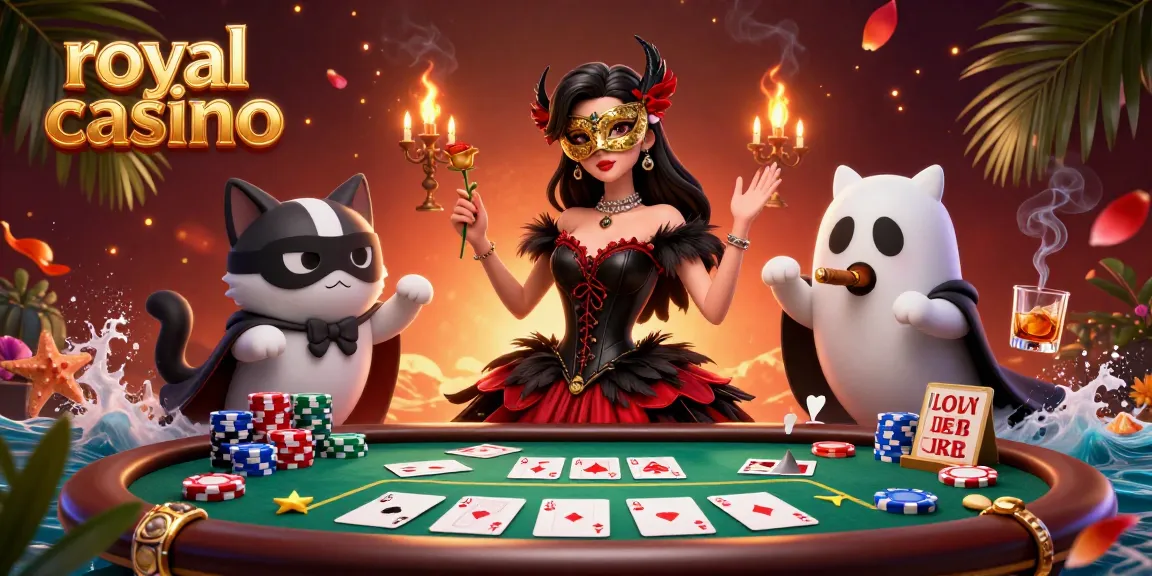 Engage in thrilling poker action with stunning graphics from royal casino in this vibrant illustration.