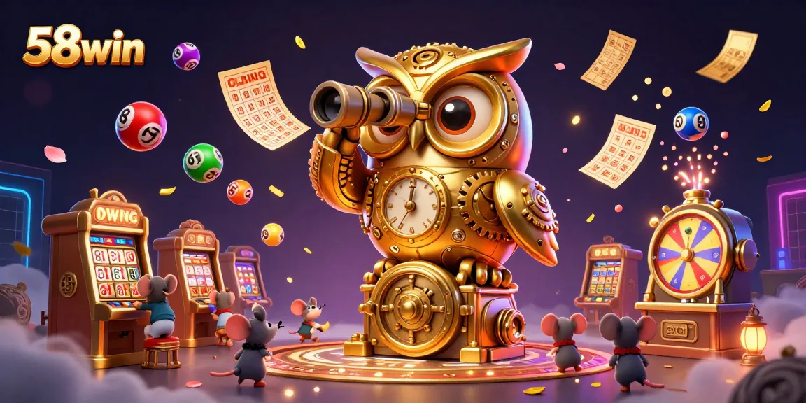 Experience the excitement of 58win with a vibrant 3D casino scene featuring dynamic gaming elements.