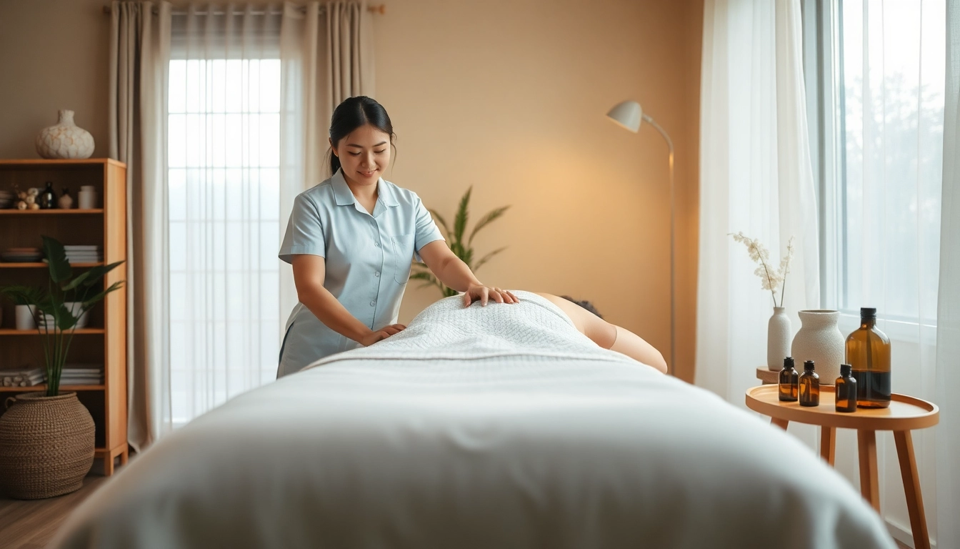 Experience ultimate relaxation with 오산출장마사지 in a serene home setting, featuring a professional therapist and calming decor.