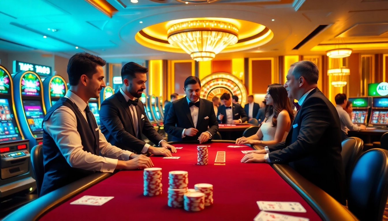 Engaging players at TX88 casino showcasing vibrant slot machines and elegant gameplay.