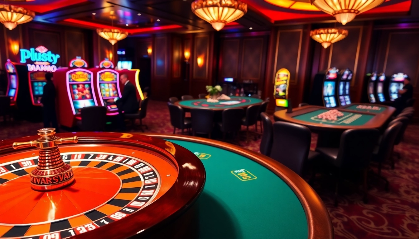 Players enjoying the exciting gaming experiences at Plus777 casino with vibrant tables and slots.
