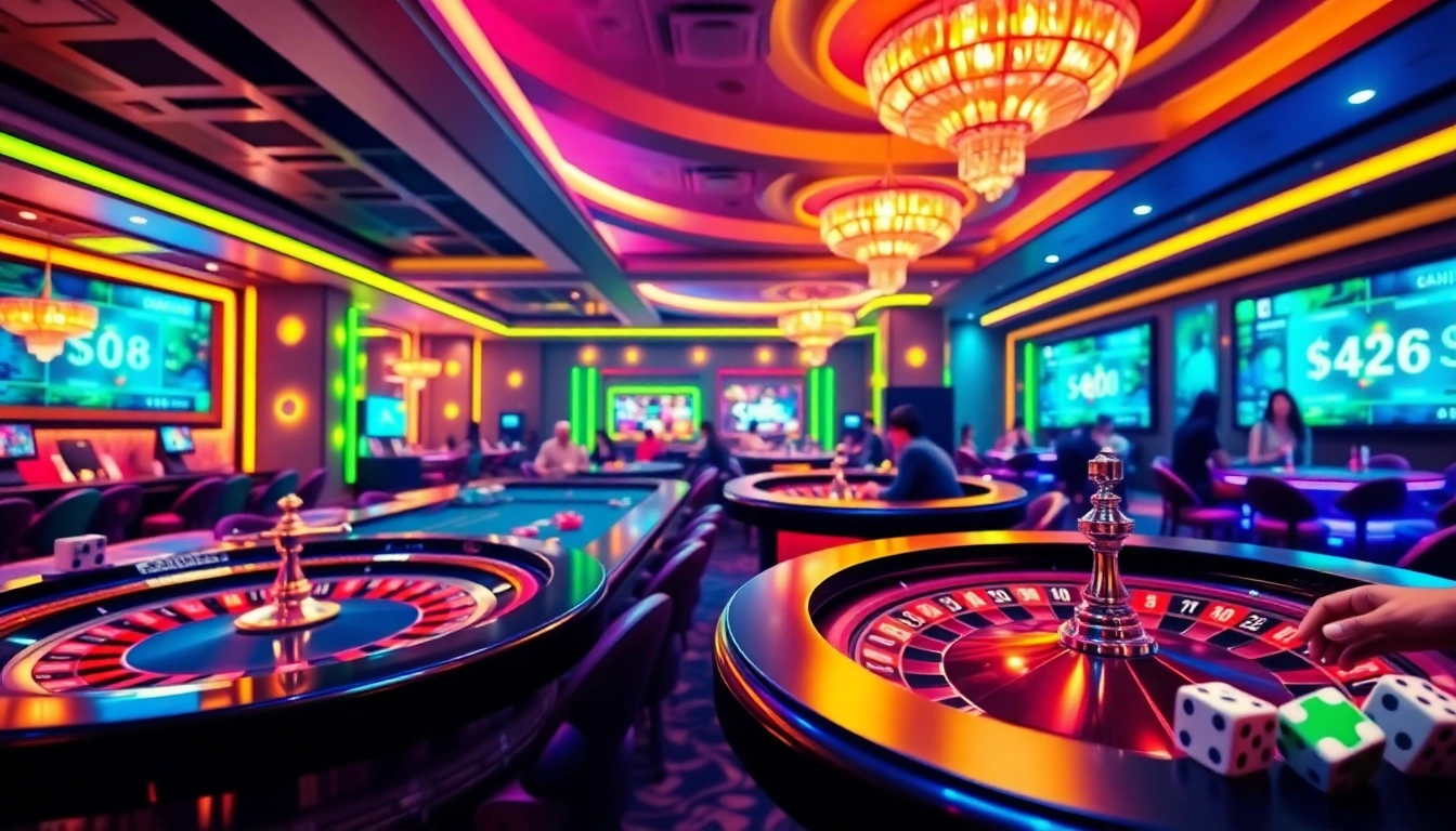 MM88 players engaging in thrilling online casino games with vibrant visuals.