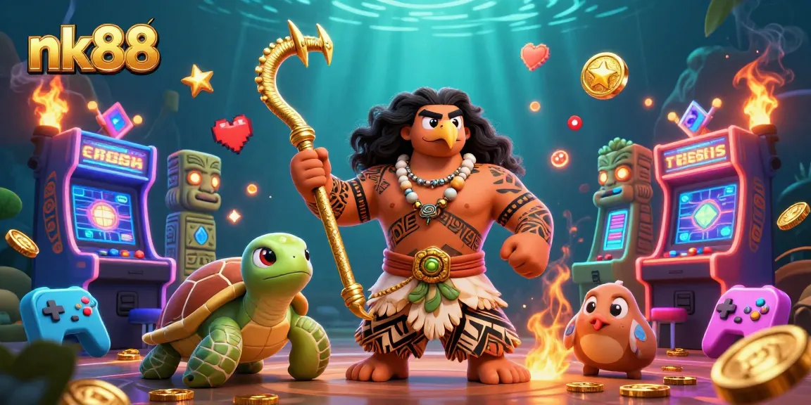 nk88 players enjoy vibrant casino action with tropical characters in an engaging game scene