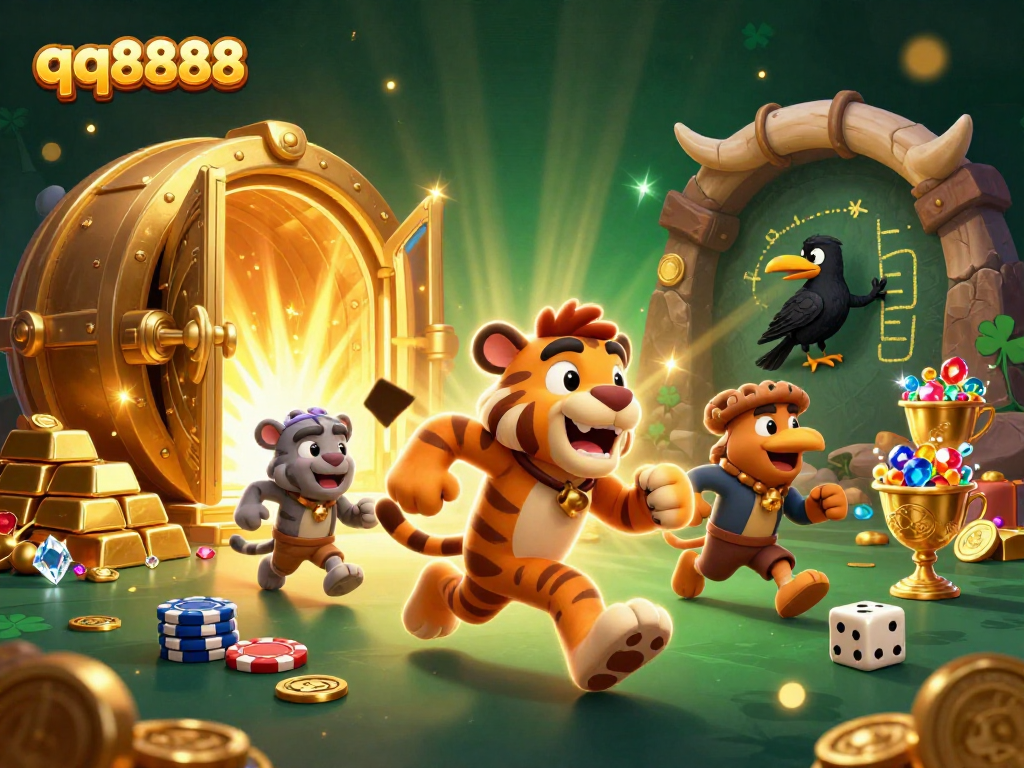 Feel the excitement at qq8888's dynamic prehistoric casino adventure with treasure and camaraderie.