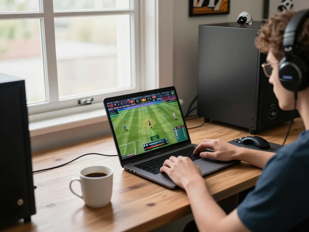 Betting on NK 88 sports match live via laptop in a cozy gaming environment