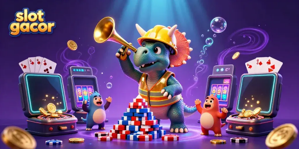 Experience winning excitement with slot gacor featuring a vibrant 3D casino scene and dynamic gaming elements.