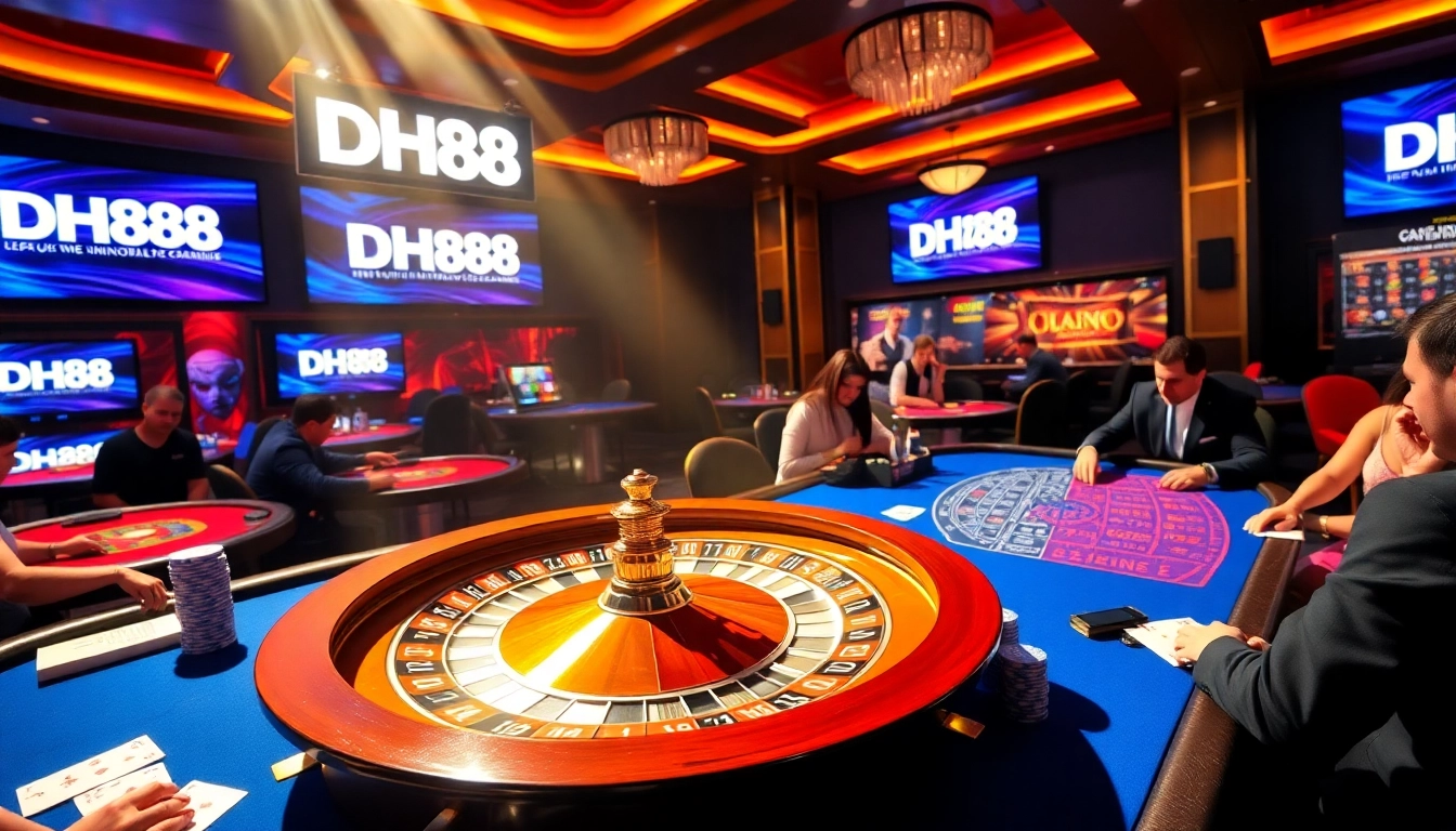 Players experiencing thrilling games at DH88 casino with vibrant tables and engaged competitors.