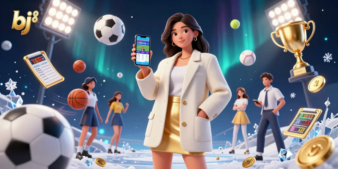 Engage with bj 88 sports betting through a dynamic illustration of a stylish woman showcasing a betting app.