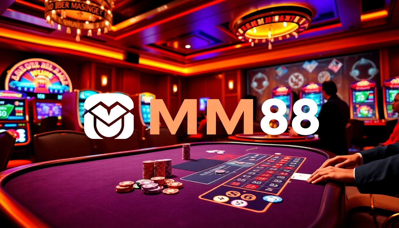 Experience the excitement of MM88 casino with vibrant tables and dynamic gaming elements.
