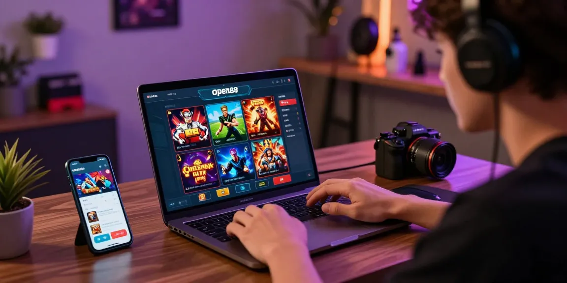 Engaging gaming experience with Open 88 platform on laptop and mobile.