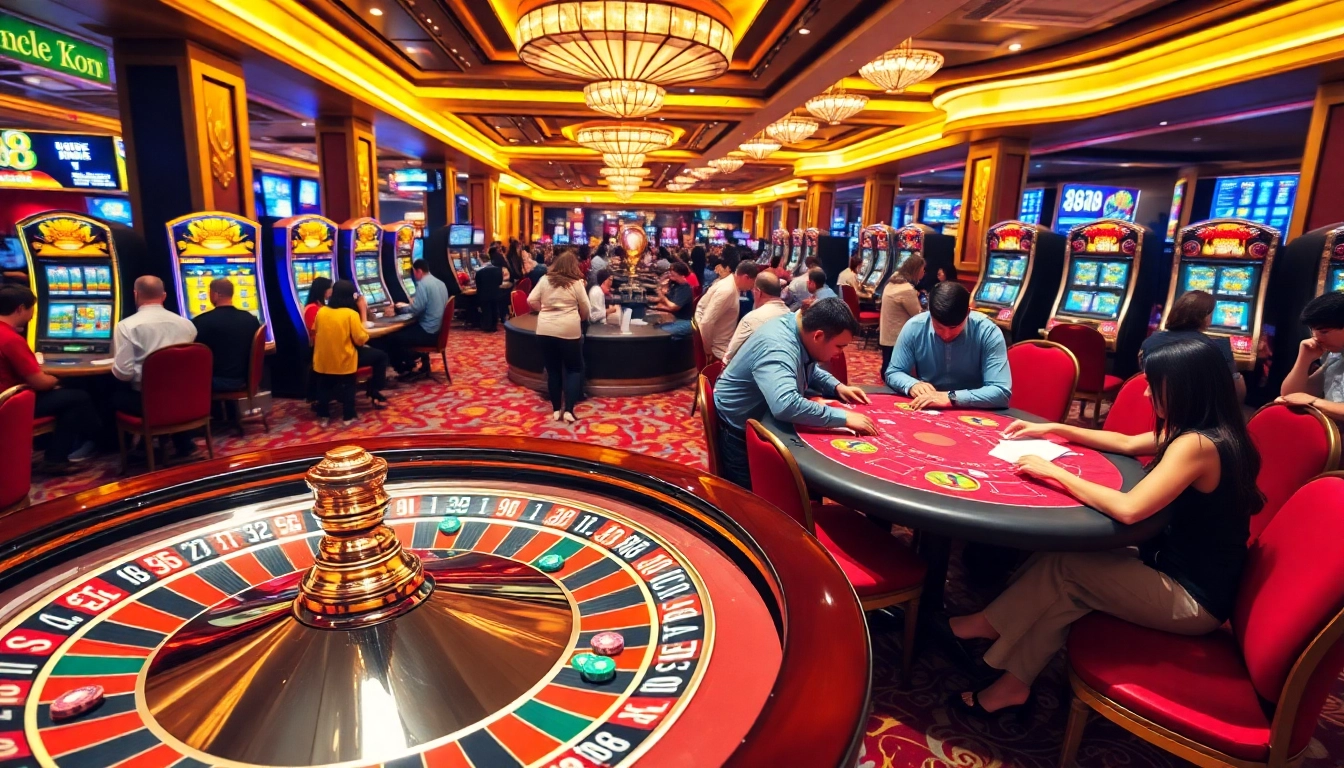 Experience thrilling gameplay at 888 new's vibrant casino with roulette and poker tables.