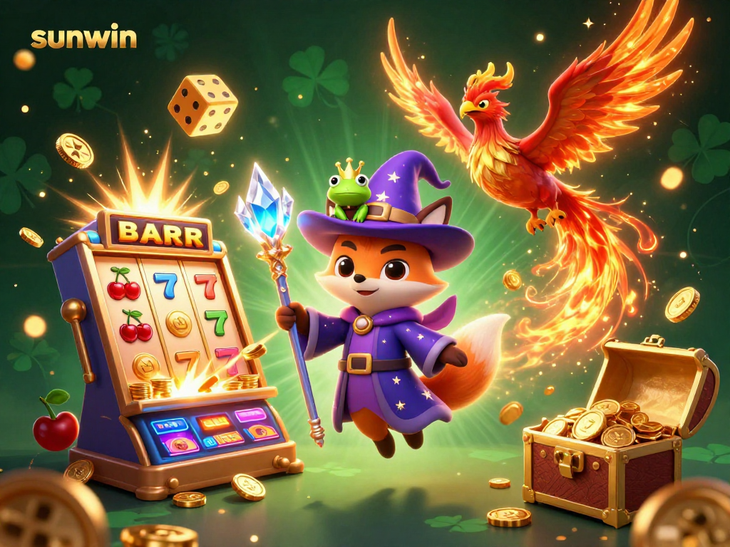 Experience the thrill of sunwin casino with a mystical wizard and explosive jackpot scene.