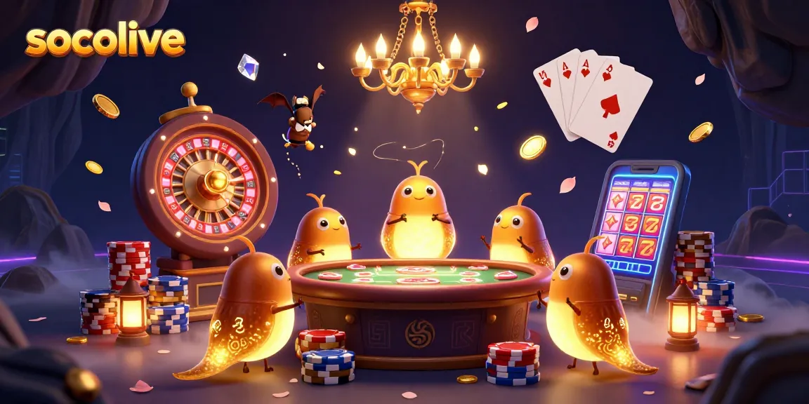 Experience thrilling gameplay at socolive with vibrant slot reels, neon effects, and casino elements.