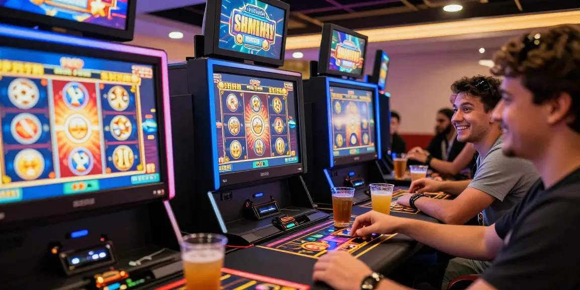 Engaging scene of players enjoying bonus buy slots UK in a vibrant gaming lounge.