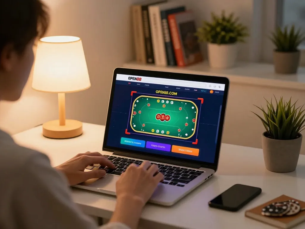 Engaging in online gambling at open88 com with a cozy home atmosphere promoting strategic gameplay.