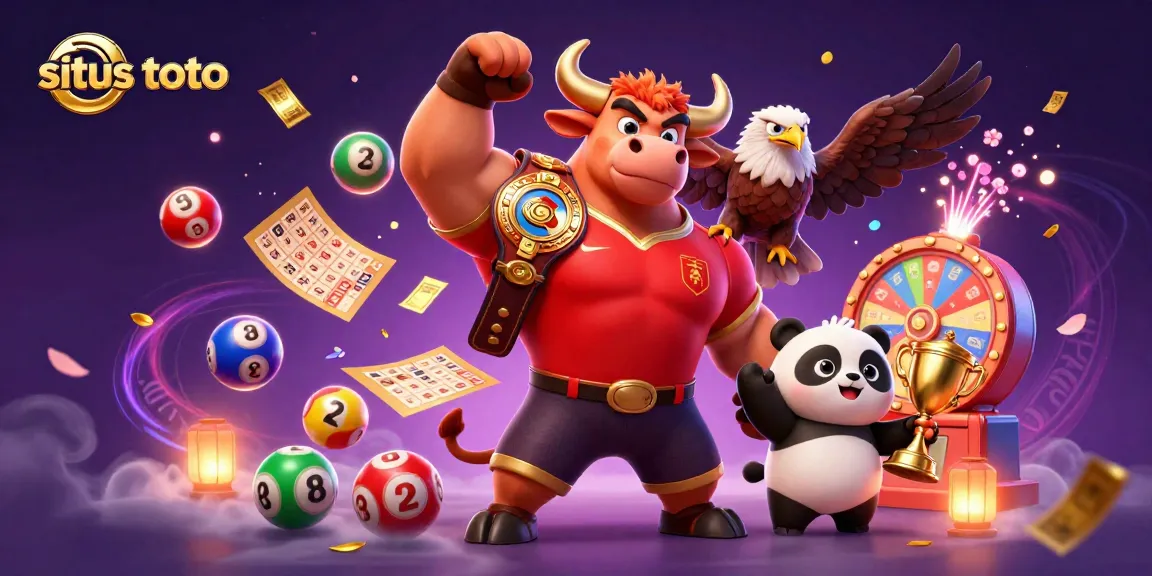 Experience the thrilling world of situs toto with vibrant lottery elements and cheerful characters.